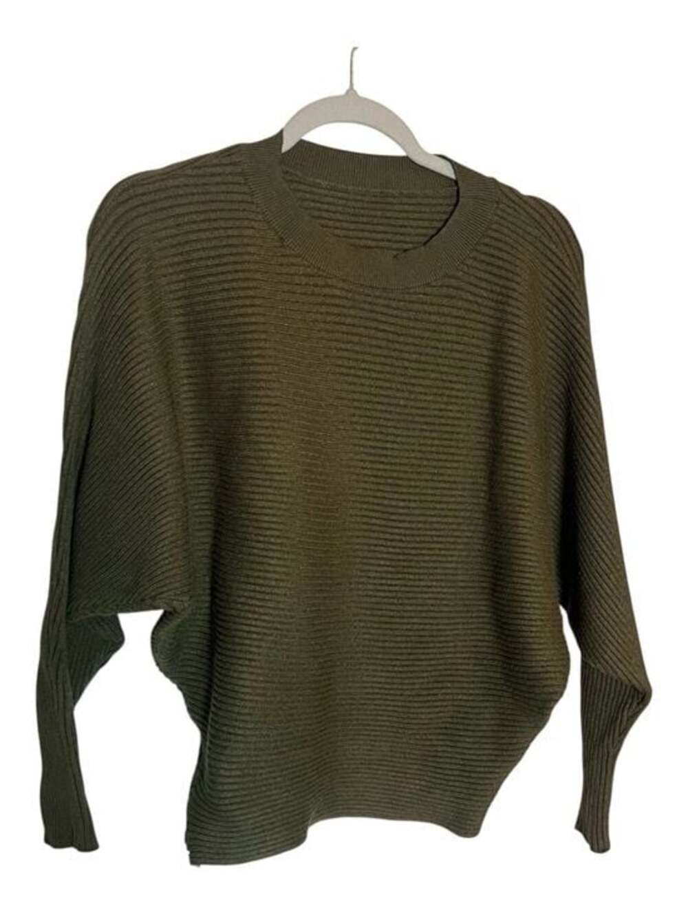 Olive Ribbed Crewneck Women’s Sweater size M